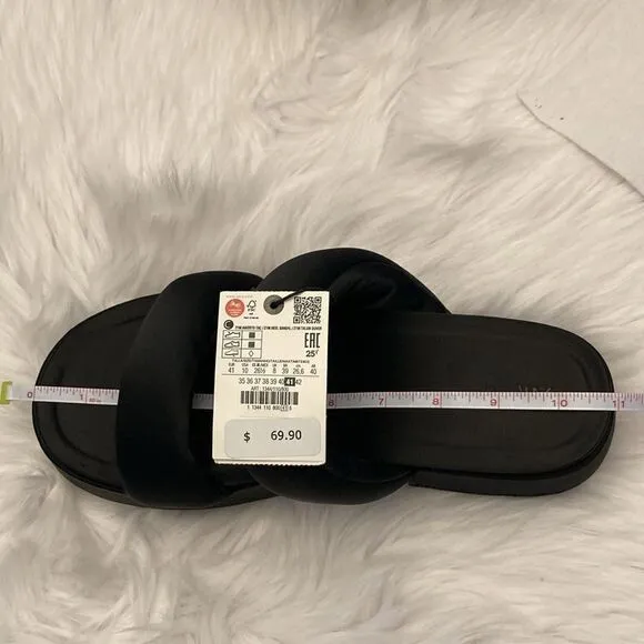 Zara Black Padded Strap Platform Chunky Sandals Shoes Size 10