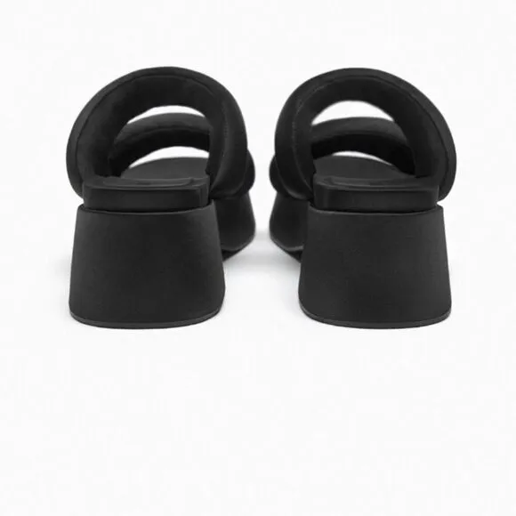 Zara Black Padded Strap Platform Chunky Sandals Shoes Size 10
