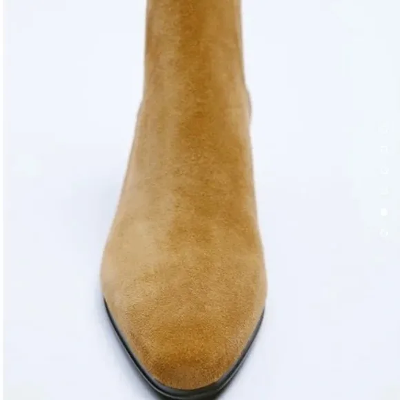 Zara Brown Suede Western Ankle Boots. NWT. Size 6.5/37