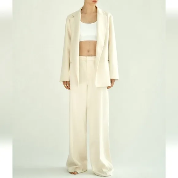 Zara Satin Effect Oversized Cream Blazer