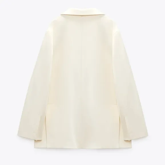 Zara Satin Effect Oversized Cream Blazer