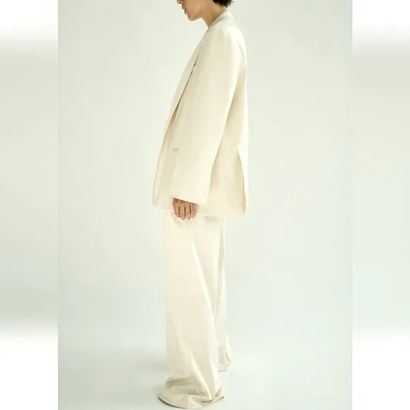Zara Satin Effect Oversized Cream Blazer