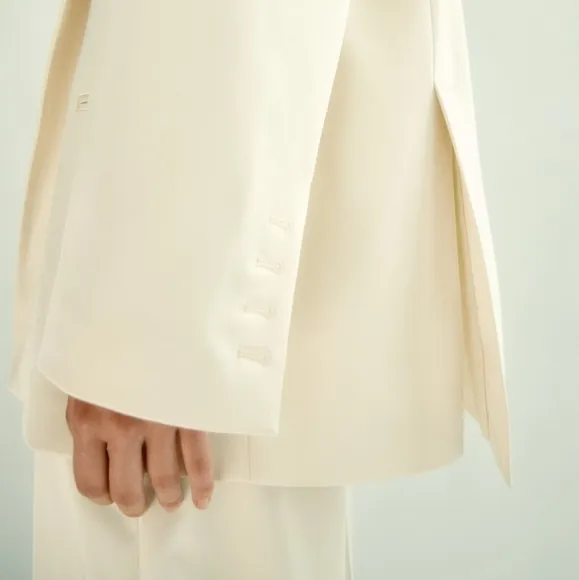 Zara Satin Effect Oversized Cream Blazer