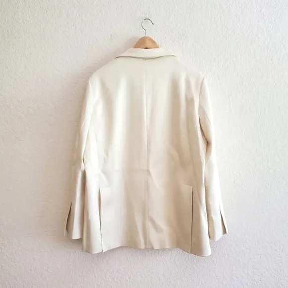 Zara Satin Effect Oversized Cream Blazer