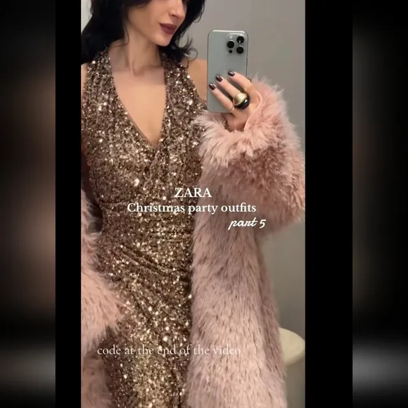 Zara SEQUIN MIDI DRESS Size M