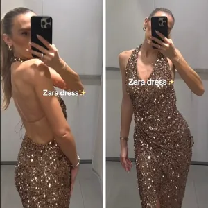 Zara SEQUIN MIDI DRESS Size M