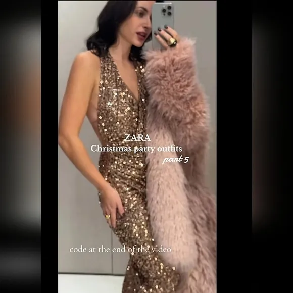 Zara SEQUIN MIDI DRESS Size M