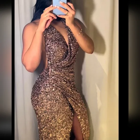 Zara SEQUIN MIDI DRESS Size M