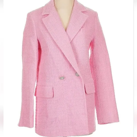ZARA Textured Tweed pink blazer size XS