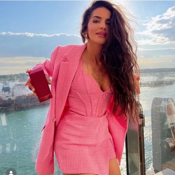 ZARA Textured Tweed pink blazer size XS